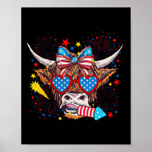 Póster Vaca divertida del oeste americano 4 de julio 1