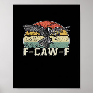 Póster Vaca divertida F-Caw-F Pájaro Vintage Atardecer Hu