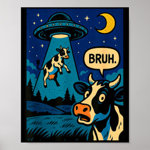 Póster Vaca Divertida Meme Ovni Alien Zoológico Niños Niñ