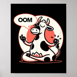 Póster Vaca Divertida Namaste Yoga Posición de Loto Vaca 