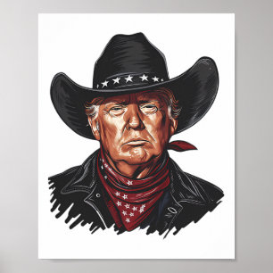 Póster Vaca Divertida Occidental Vaquero Donald Trump Ban