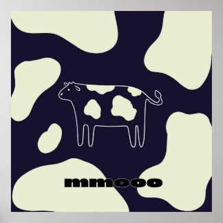 Póster Vaca en blanco y negro
