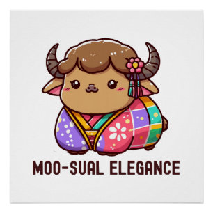 Póster Vaca en elegancia en Tierras Altas