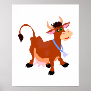 Póster vaca feliz sonriente