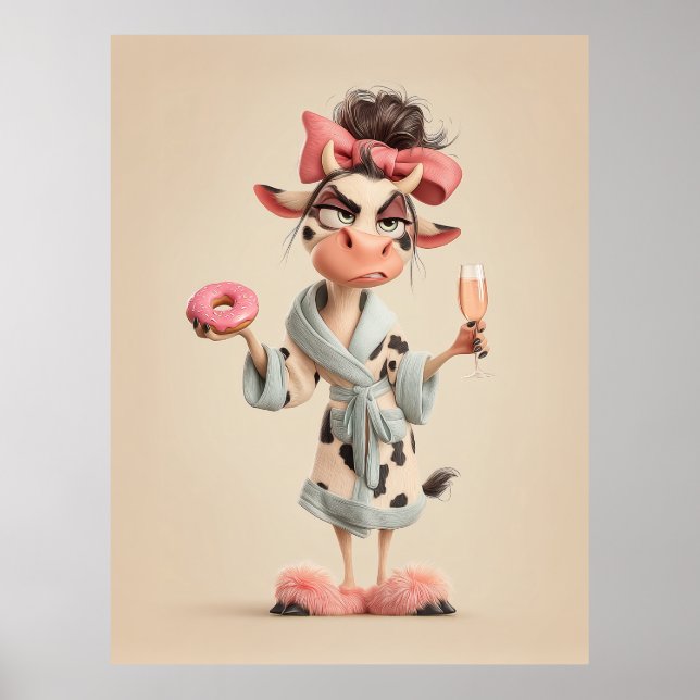 Póster Vaca fresca en modo spa (Frente)