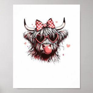 Póster Vaca Highland de Valentine Coquette Bow Heifer