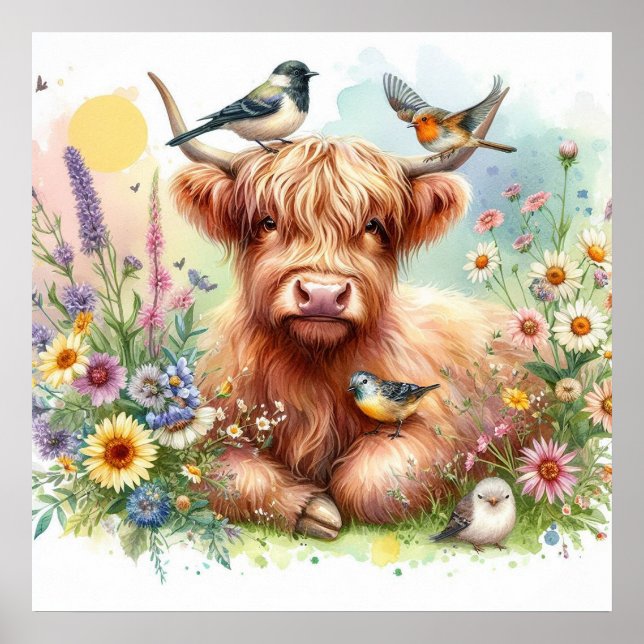 Póster Vaca Highland y amigos 8 (Frente)