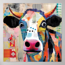 Vaca juguetona, collage artístico y ecléctico