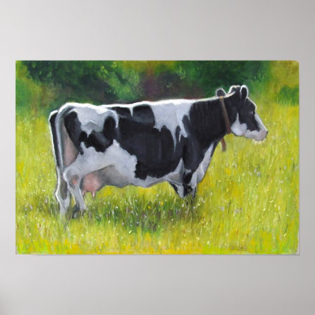 Póster Vaca lechera de Holstein en Pastel de Aceite (Frente)