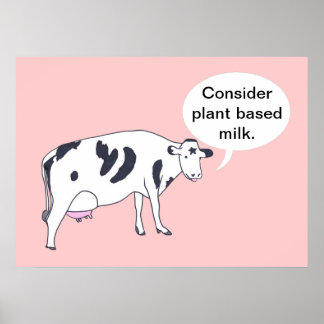 Póster Vaca madre, considere la leche vegetal, carteles