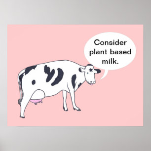 Póster Vaca madre, considere la leche vegetal, carteles