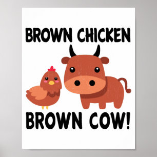 Póster Vaca marrón de pollo pardo