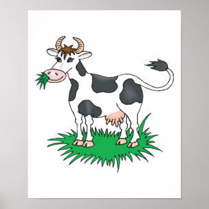 Póster vaca pastora feliz