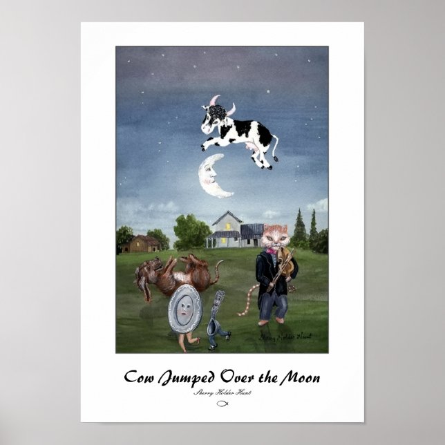 Póster Vaca Saltó Sobre la Luna Imprimir (Frente)