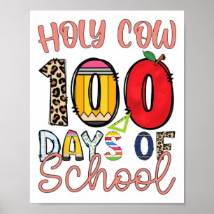 Póster Vaca Santa 100 Días De Maestros Escolares Niños Es