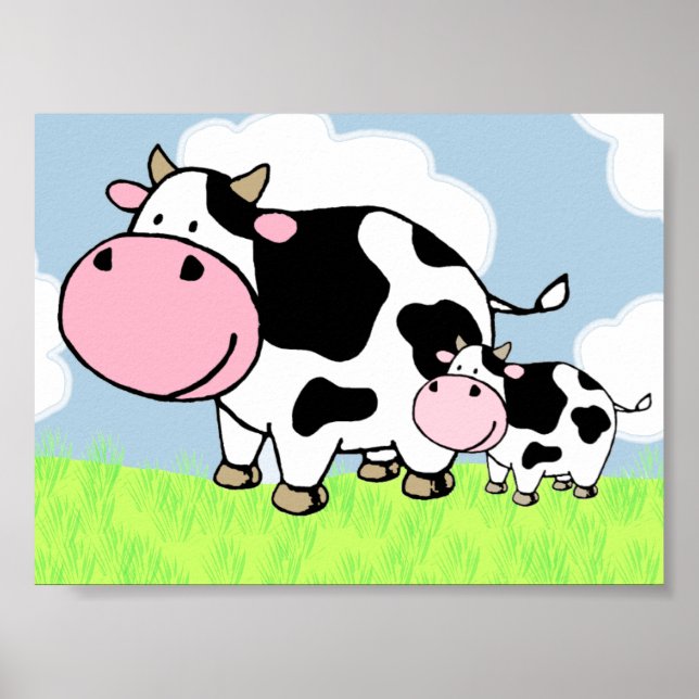 Póster Vaca y bebé (Frente)