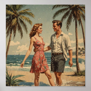 Póster Vacaciones antiguas