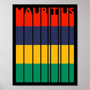 Póster Vacaciones con bandera vintage de Mauricio