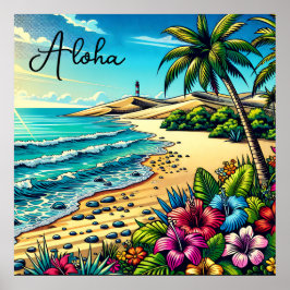 Póster Vacaciones de Aloha en el Océano Tropical