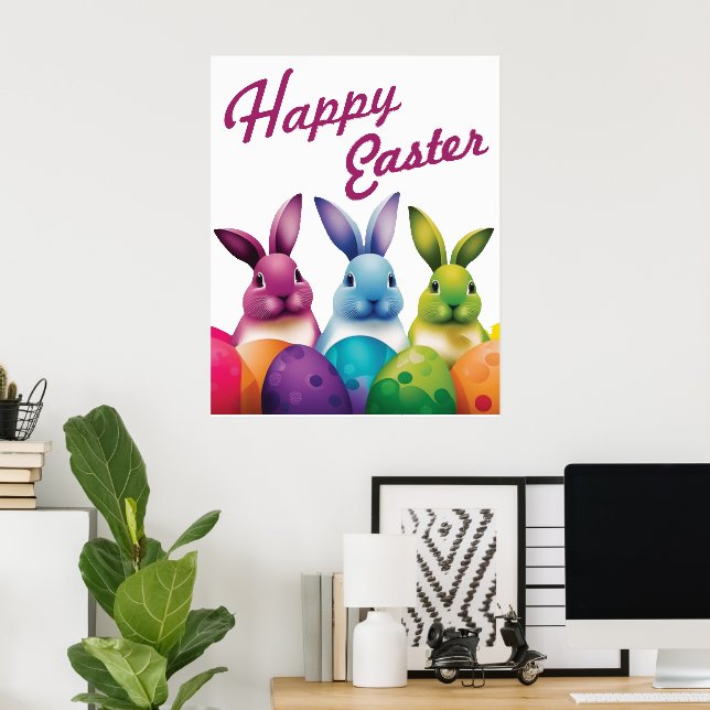 Póster Vacaciones de conejo de Pascua (Oficina en casa)