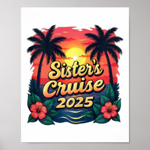Póster Vacaciones de crucero de hermanas puesta de sol vi