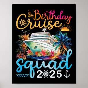 Póster Vacaciones de crucero familiar de la brigada de cr