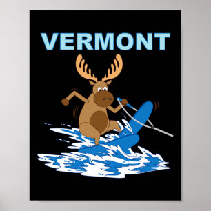 Póster Vacaciones de esquí acuático en Vermont Lago Moose