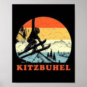 Póster Vacaciones de esquí de nieve vintage en Ski Kitzbu