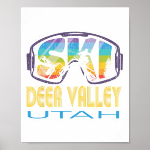 Póster Vacaciones de esquí de Utah en el valle de los cie