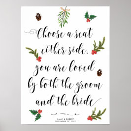 Póster vacaciones de invierno elija un cartel de asiento