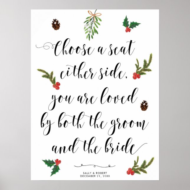 Póster vacaciones de invierno elija un cartel de asiento (Frente)