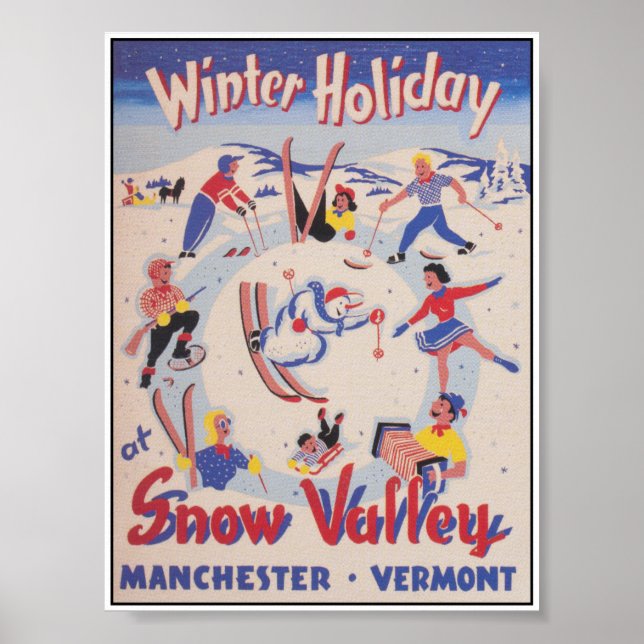 Póster Vacaciones de invierno en la estación de esquí de  (Frente)