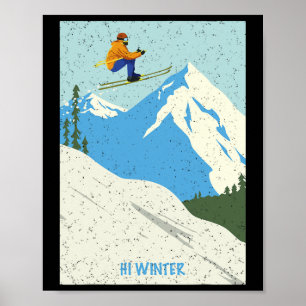 Póster Vacaciones de invierno Esquí Navidad X-mas Esquí E