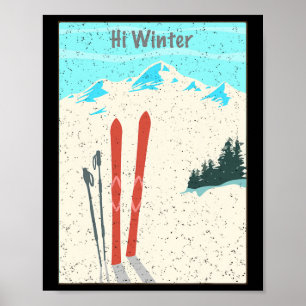 Póster Vacaciones de invierno Navidad Esquí X-mas Esquí E