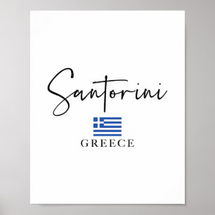 Póster Vacaciones de la bandera de Grecia - Isla Santorin