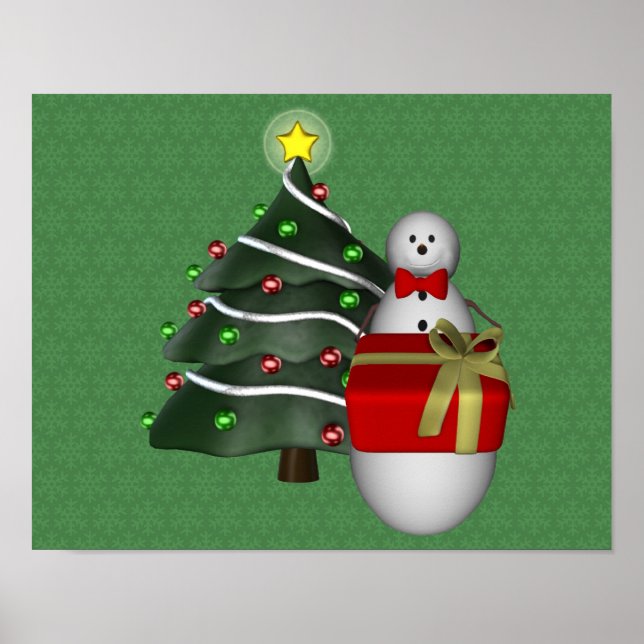 Póster Vacaciones de Navidades de árbol presente de Snowm (Frente)