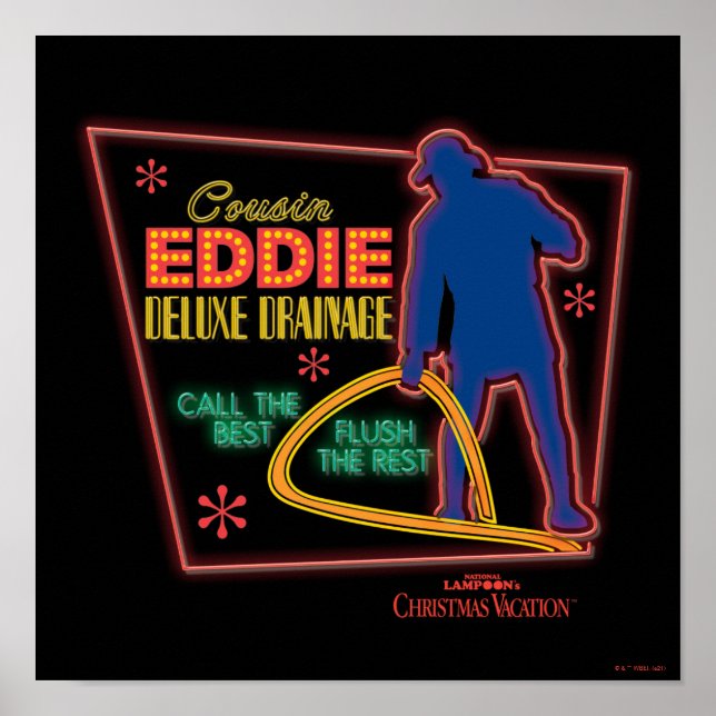 Póster Vacaciones de navidades | Rótulo Cousin Eddie Neon (Frente)