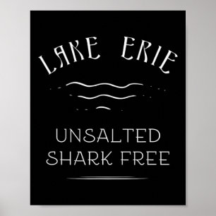 Póster Vacaciones de Pesca en el Lago Erie Tiburón Libre