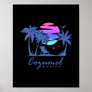 Póster Vacaciones de playa en Cozumel México, descanso de
