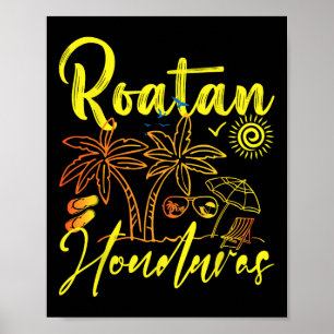 Póster Vacaciones de Roatan Souvenirs Honduras Beach Hond