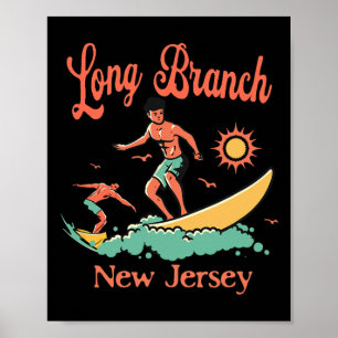 Póster Vacaciones de surfista de Nueva Jersey Long Branch