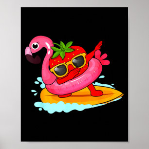 Póster Vacaciones de verano de flamenco playa hawaii dabb