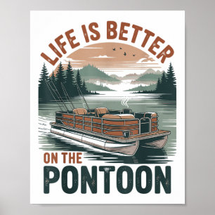 Póster Vacaciones de verano en barco de pontón capitán de