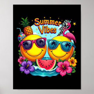 Póster Vacaciones de verano en la playa Flamingo Tropical