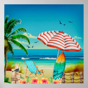 Póster Vacaciones de verano en la playa, Relajación