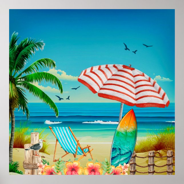 Póster Vacaciones de verano en la playa, Relajación (Frente)