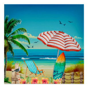 Póster Vacaciones de verano en la playa, Relajación