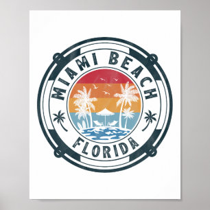Póster Vacaciones de verano en Miami Beach Florida Atarde