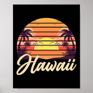 Póster Vacaciones de verano hawaiano tropical Aloha Hi Re