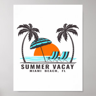 Póster Vacaciones de verano Miami Beach Florida EE. UU. V